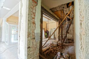 Construction work on a home.